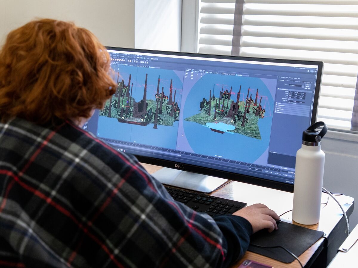 学生在Erik Van Horn先进的3-D型和轻型级别创建了3D环境。