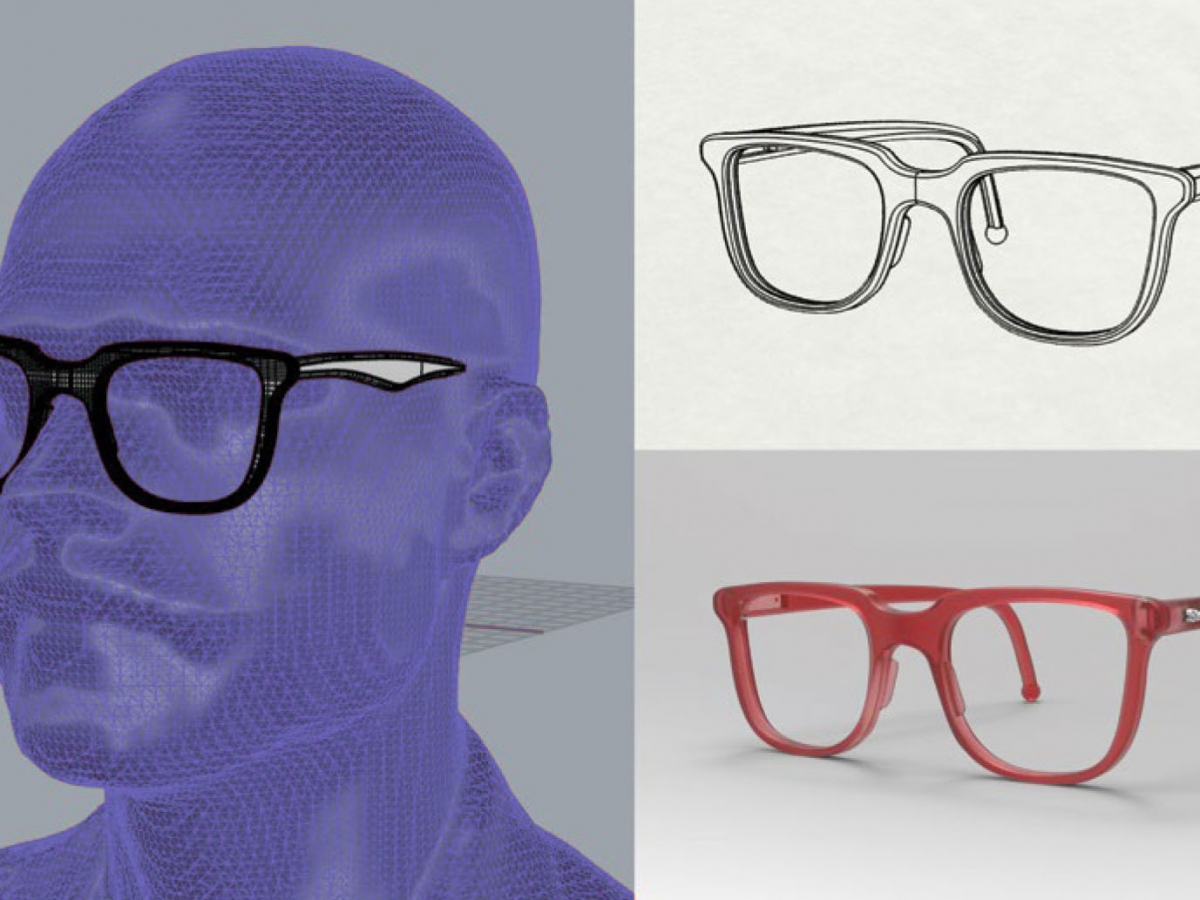 红色眼镜在紫色人物上的3d渲染