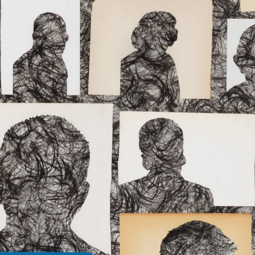 一幅由灰尘和墨水在纸上切割而成的拼贴画＂typeof=