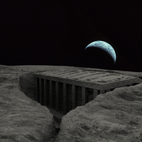 一幅古埃塞俄比亚建筑在月球上的数字图像。＂typeof=