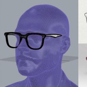 红色眼镜在紫色人物上的3d渲染